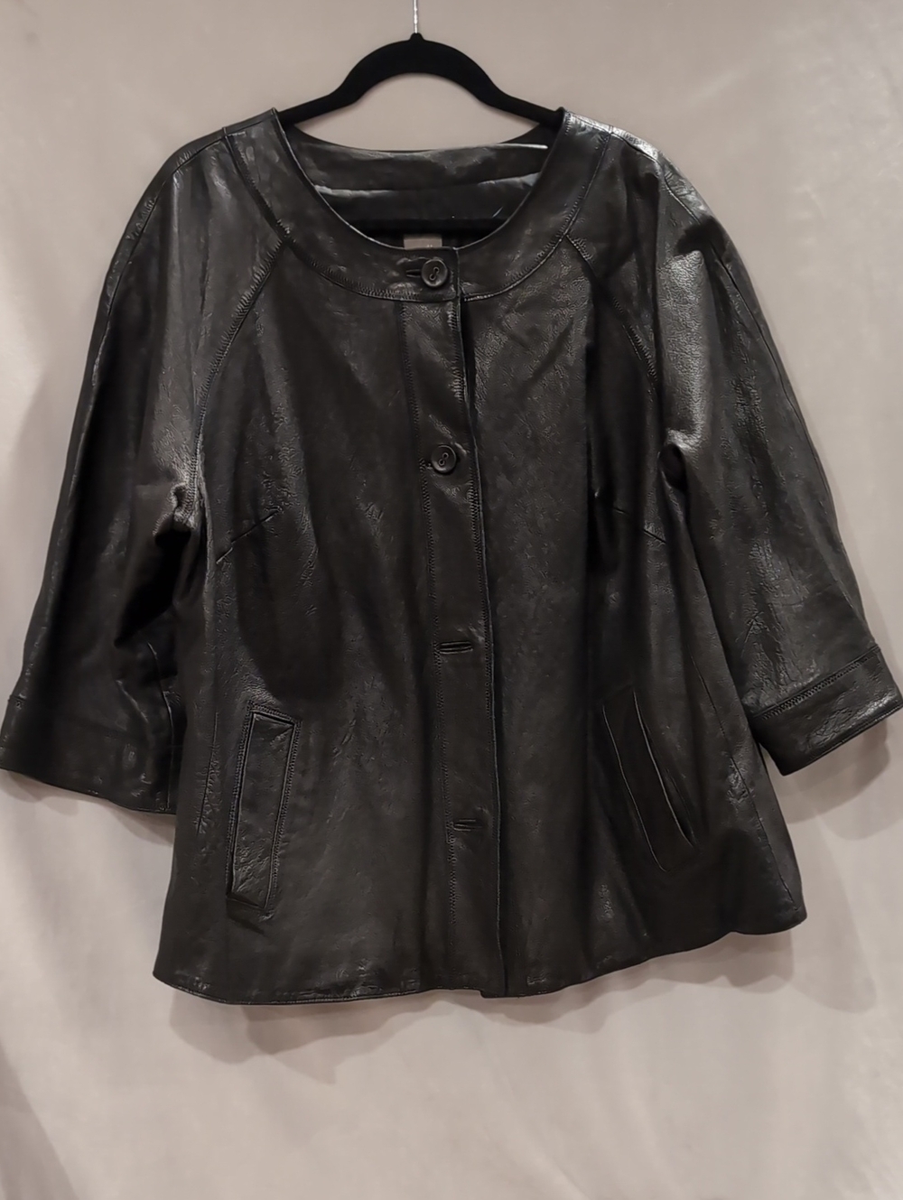 J Jill Classic Black Leather Women's Coat - Timeless Style